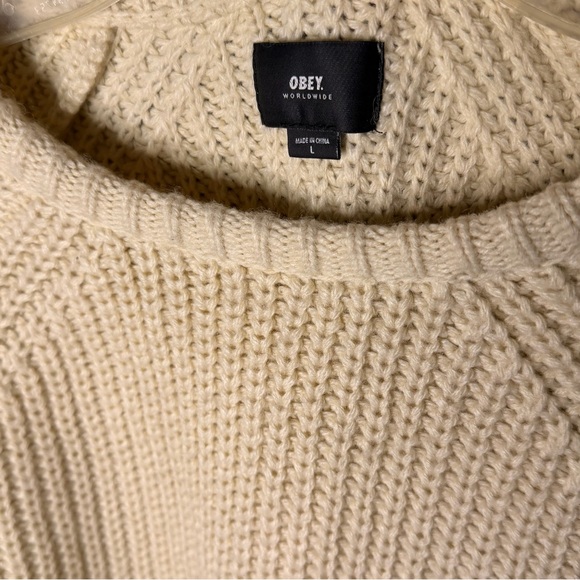 Men’s Obey Cream Knit Sweater - Picture 4 of 11